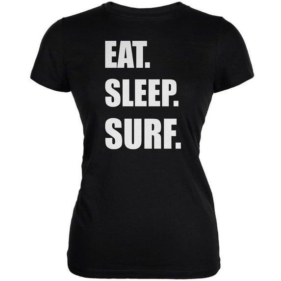 Eat Sleep Surf Black Juniors Soft T-Shirt - X-Large