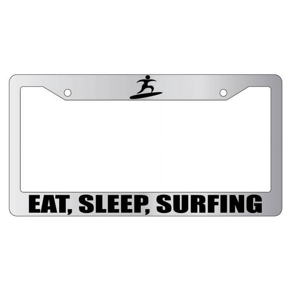 Eat, Sleep, Surfing Chrome Plastic License Plate Frame AMA