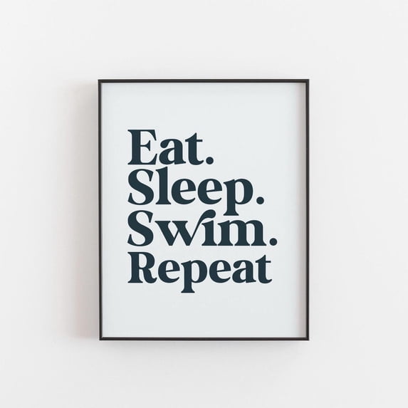 Eat Sleep Swim Repeat Wall Art Print, Swimmer Teens, Pool For Bedrooms ...