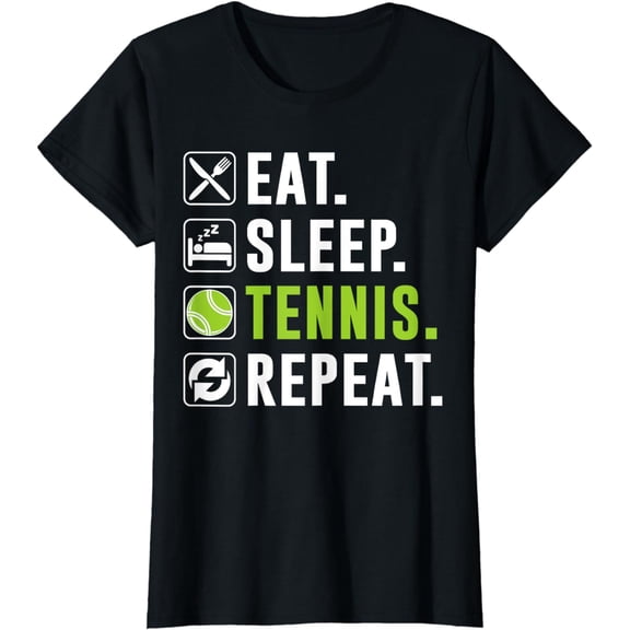 Eat Sleep Tennis Repeat Funny Tennis Player T-Shirt