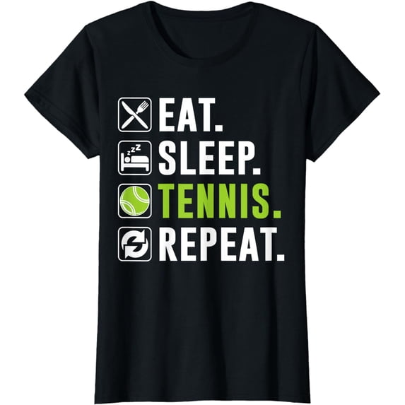 Eat Sleep Tennis Repeat Funny Tennis Player T-Shirt