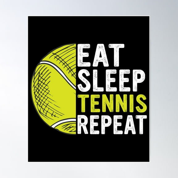 Eat Sleep Tennis Repeat Funny Tennis Players Kids Boys Poster Wall Art, Modern Wall Decor For Living Room Bedroom, 8x12 UNFRAMED