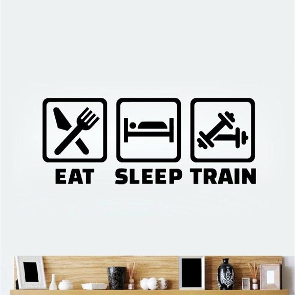 Eat Sleep Train Wall Stickers Fitness Training Poster Motivation Sports Room Decor Art Murals Bedroom Wall Decoration 57x22cm