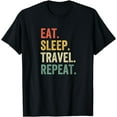 thumbnail image 1 of Eat Sleep Travel Repeat Funny Traveler Vintage T-Shirt, 1 of 4