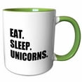thumbnail image 1 of 3drose, Eat Sleep Unicorns. Funny Mythical Animal Love Text Fun Humor Humorous, 11oz Two-tone Green Mug, 1 of 6