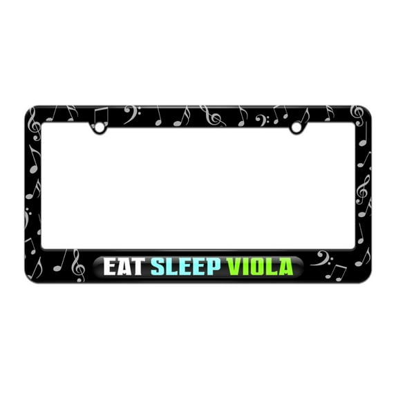 Eat Sleep Viola License Plate Tag Frame - Music Notes Design