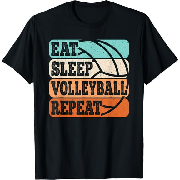 Eat Sleep Volleyball Repeat Funny Retro Volleyball Player T-Shirt