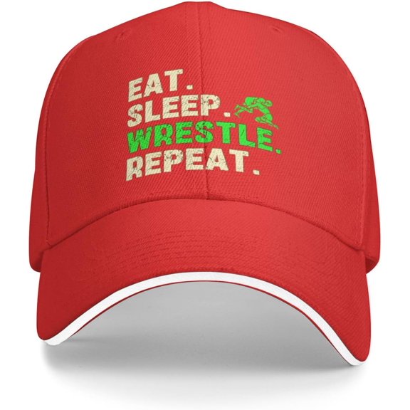 Eat-Sleep-Wrestle-Repeat Hat Wrestling Hat for Men Women Baseball Cap Trucker Hat Dad Hat