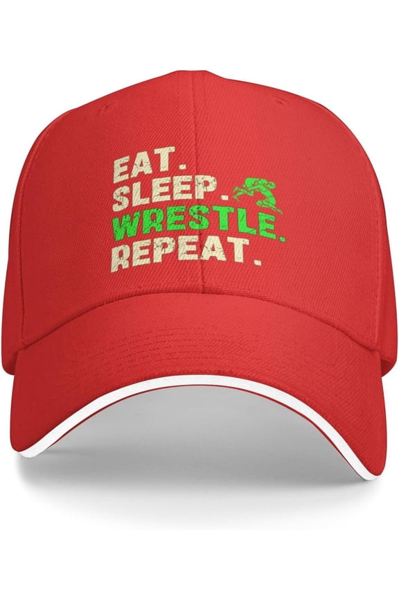 Eat-Sleep-Wrestle-Repeat Hat Wrestling Hat for Men Women Baseball Cap Trucker Hat Dad Hat