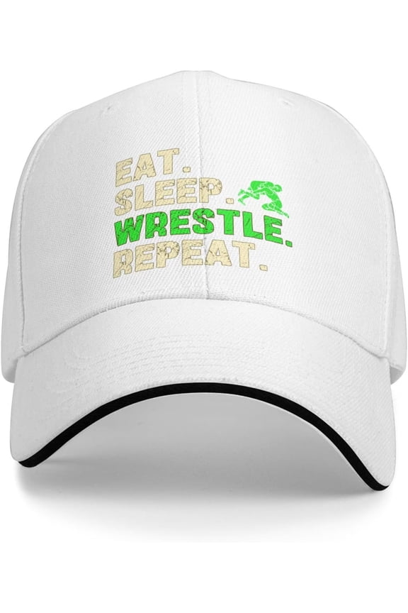 Eat-Sleep-Wrestle-Repeat Hat Wrestling Hat for Men Women Baseball Cap Trucker Hat Dad Hat