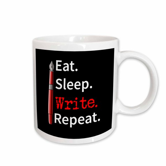 3drose, Eat Sleep Write Repeat Funny Author Design with Classic Pen., 15oz Mug