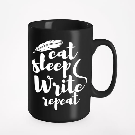 Eat. Sleep. Write. Writing, Black 15oz Ceramic Mug