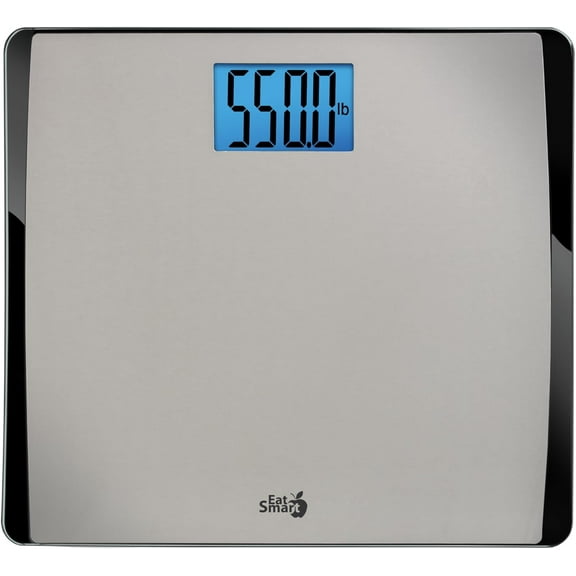 Eat Smart Precision 550 Pound Extra-High Capacity Digital Bathroom Scale, Extra-Wide Platform, Stainless Steel Body Weight Scale with Step-On Tech, Silver