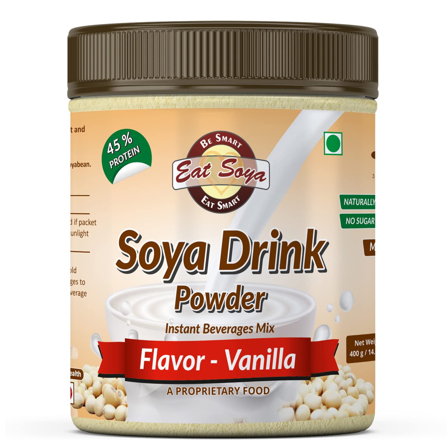 Eat Soya Instant Soy Drink Powder Vanilla Flavor 400G (Sugar Free