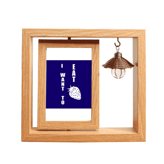 Eat Strawberry Desire Life Wooden Rotating Picture Photo Frame 4x6