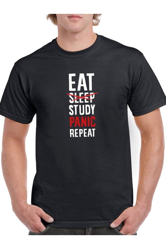 Eat Study Panic Text T-Shirt Men -Smartprints Designs, Male Large