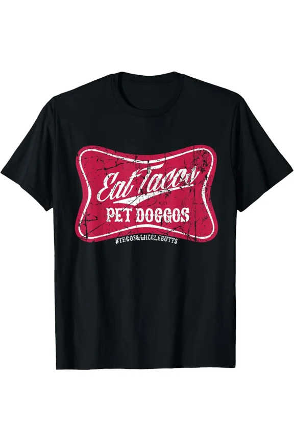 Eat Tacos Pet Doggos Grunge Distressed Vintage Food Humor Unisex T-Shirt, up to size 5XL