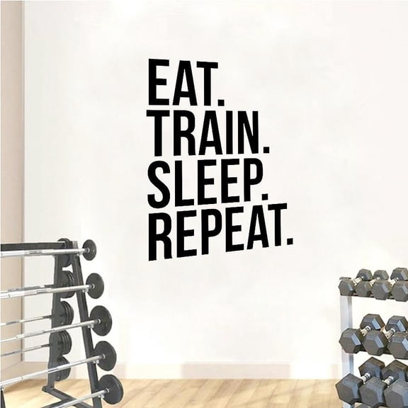 Eat Train Sleep Repeat Fitness Wall Decal Quote For Gym Sport Motivational Quotes Art Stickers Home Decor Removable Wallpaper 42x30cm