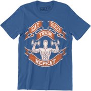 Eat Train Sleep Repeat Motivational Quote Gym Workout Mens T-Shirt