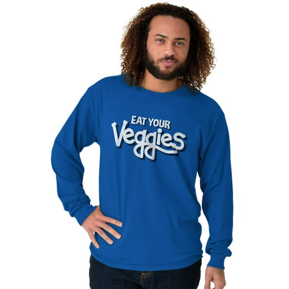 Eat Veggies Fun Message Vegetarian Plus Size Long Sleeve Graphic Tee Shirt Brisco Brands 3X