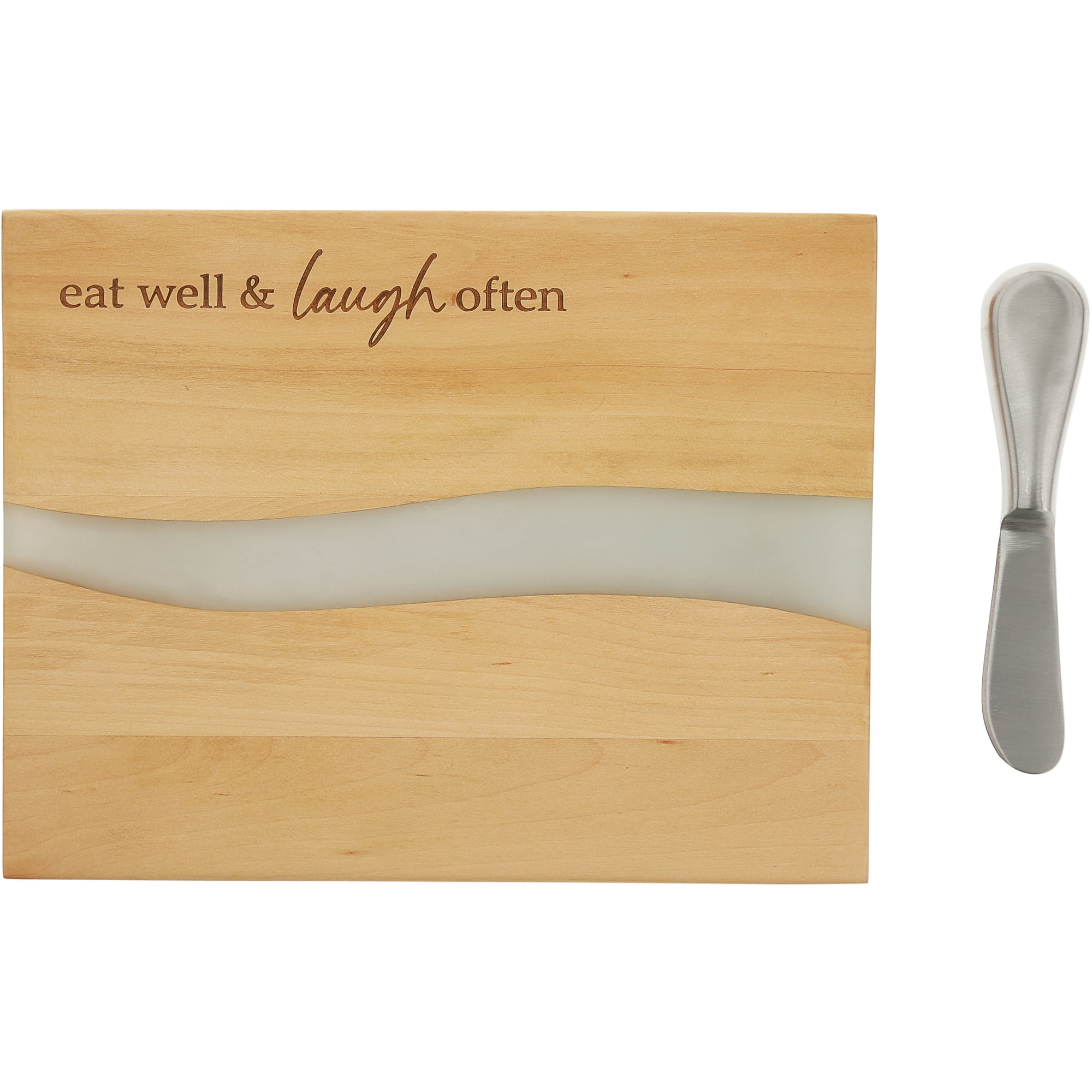 Pavilion Gift Company - Eat Well - 9" Wood & Resin Cheese/Bread Board Set