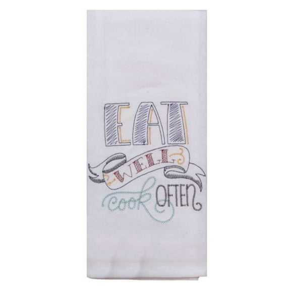 Eat Well Embroidered Flour Sack Towel