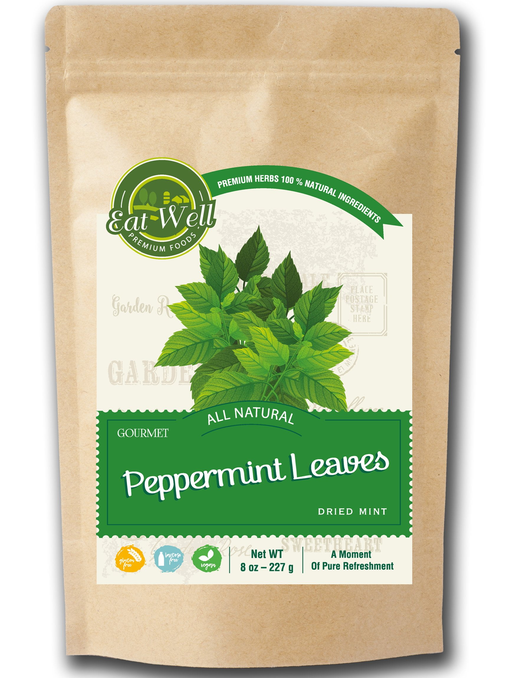 Eat Well Gourmet Dried YPF5 Peppermint Leaves 8 oz, Bulk Size Premium