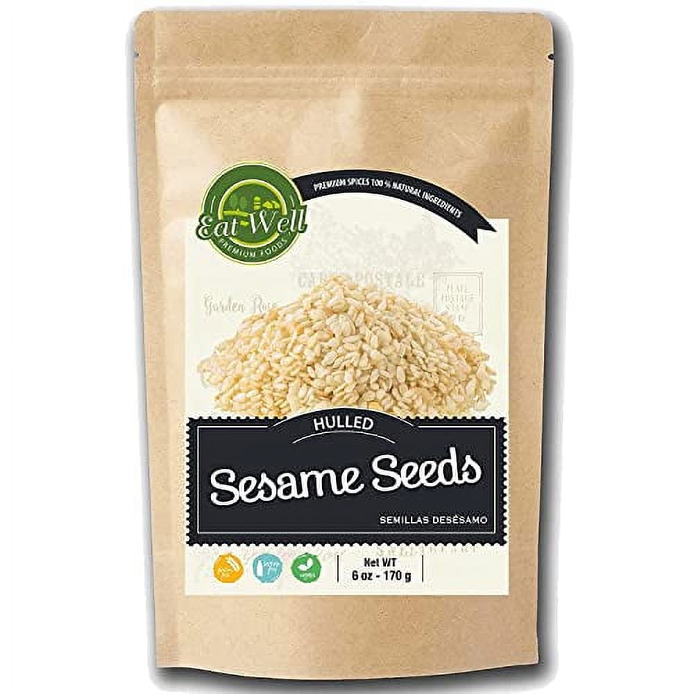 Eat Well Sesame Seeds, 6 oz Hulled White Sesame Seeds, Fresh Raw Whole ...