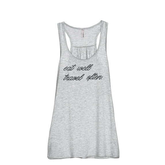 Eat Well Travel Often Women's Fashion Sleeveless Flowy Racerback Workout Yoga Tank Top Sport Grey X-Large