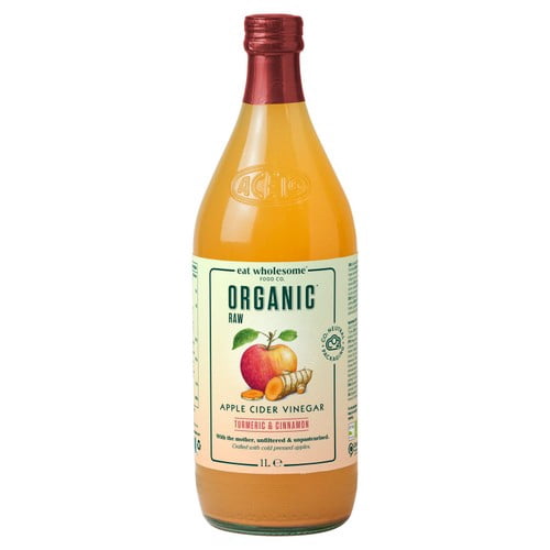 Eat Wholesome Organic Turmeric & Cinnamon Raw Apple Cider Vinegar 1L, British Import (Pack of 2)