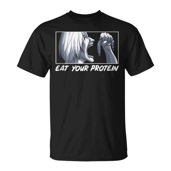 Eat Your Protein Anime Gym Manga Bodybuilding Fitness Anime TShirt ...