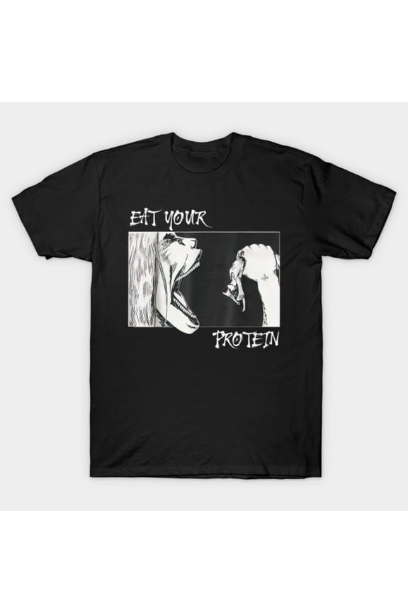 Eat Your Protein Anime Gym Pump Bodybuilding Fitness Training Unisex T-Shirt, up to size 3XL.