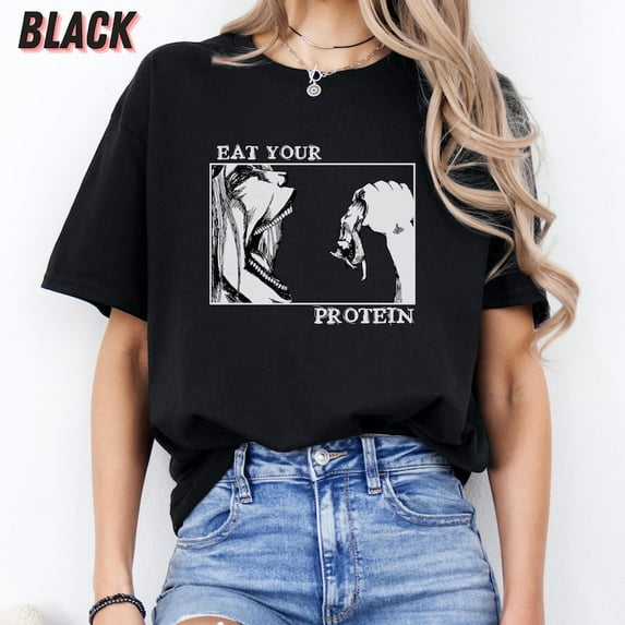 Eat Your Protein Anime Shirt - AOT Shirt - Sizes S-5XL, GrolyTee