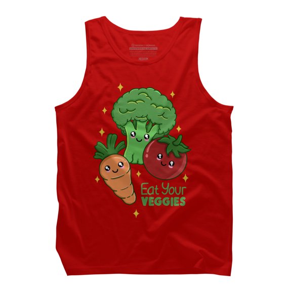 Eat Your Veggies Mens Red Graphic Tank Top - Design By Humans XL