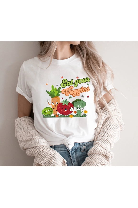 Eat Your Veggies Retro Graphic Shirt, Vegan Shirt, Farmers Market Vegetable Shirt, Retro Boho Cute Vintage Shirt, Cute Vegetarian Gift Shirt