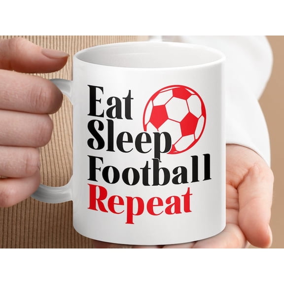 Eat eep Football Repeat Mug Spor Fan Coffee Cup
