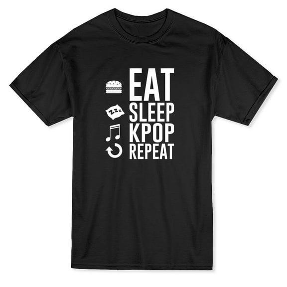 Eat, sleep, Kpop, Rinse And Repeat Men Black T-Shirt, Male Small