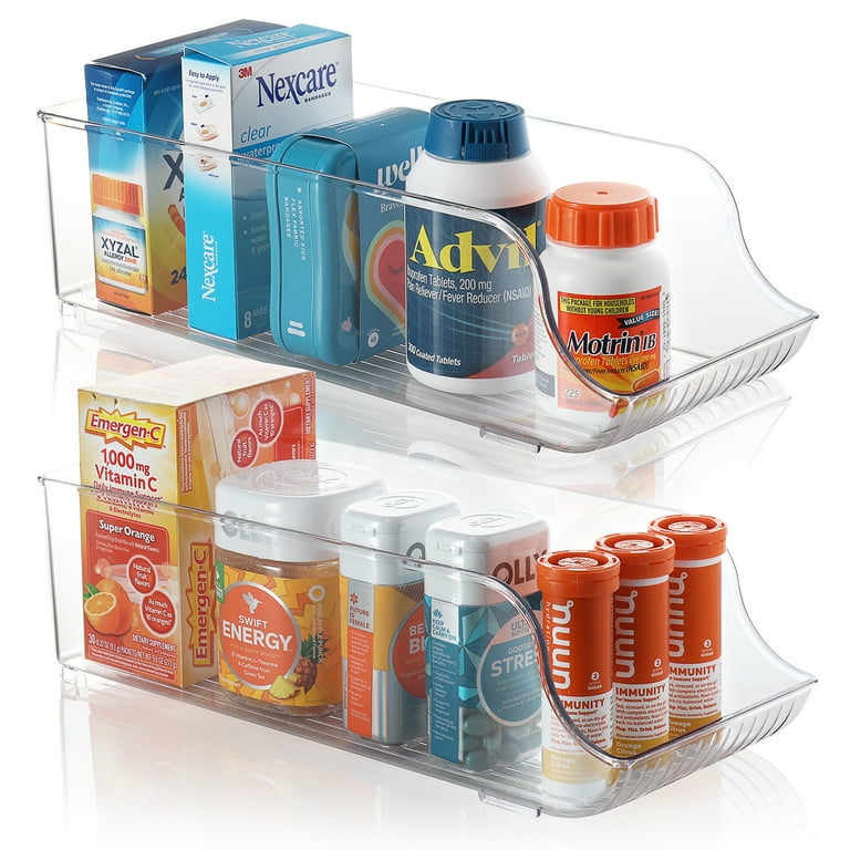 Eatex 2 Pack Clear Plastic Storage Organizer Bin with Handles