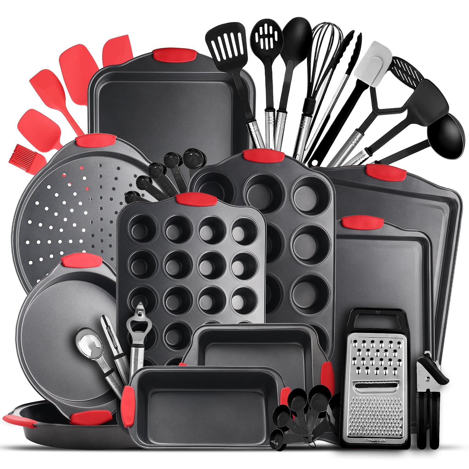 EatEx Kitchen Black Utensil Set 24 Nylon Stainless Steel Utensil Set