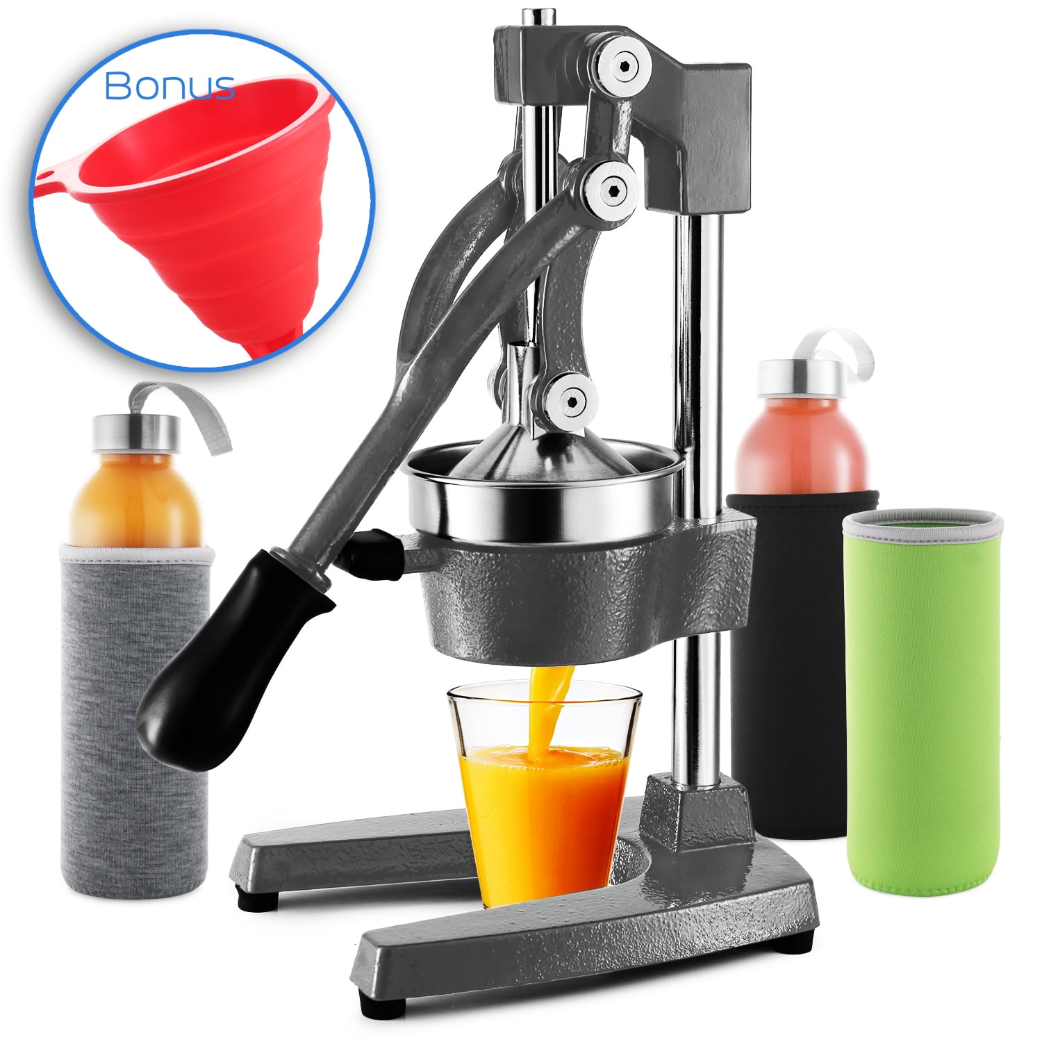 Stainless Steel Electric Juicer Machine - 160W Power Juice Press, Citrus  Juicer & Squeezer Masticating Machine - Easy to Clean - Includes Handle 