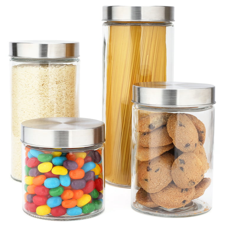 72 Oz Large Glass Container with Airtight Lid Metal Lids Dry Food