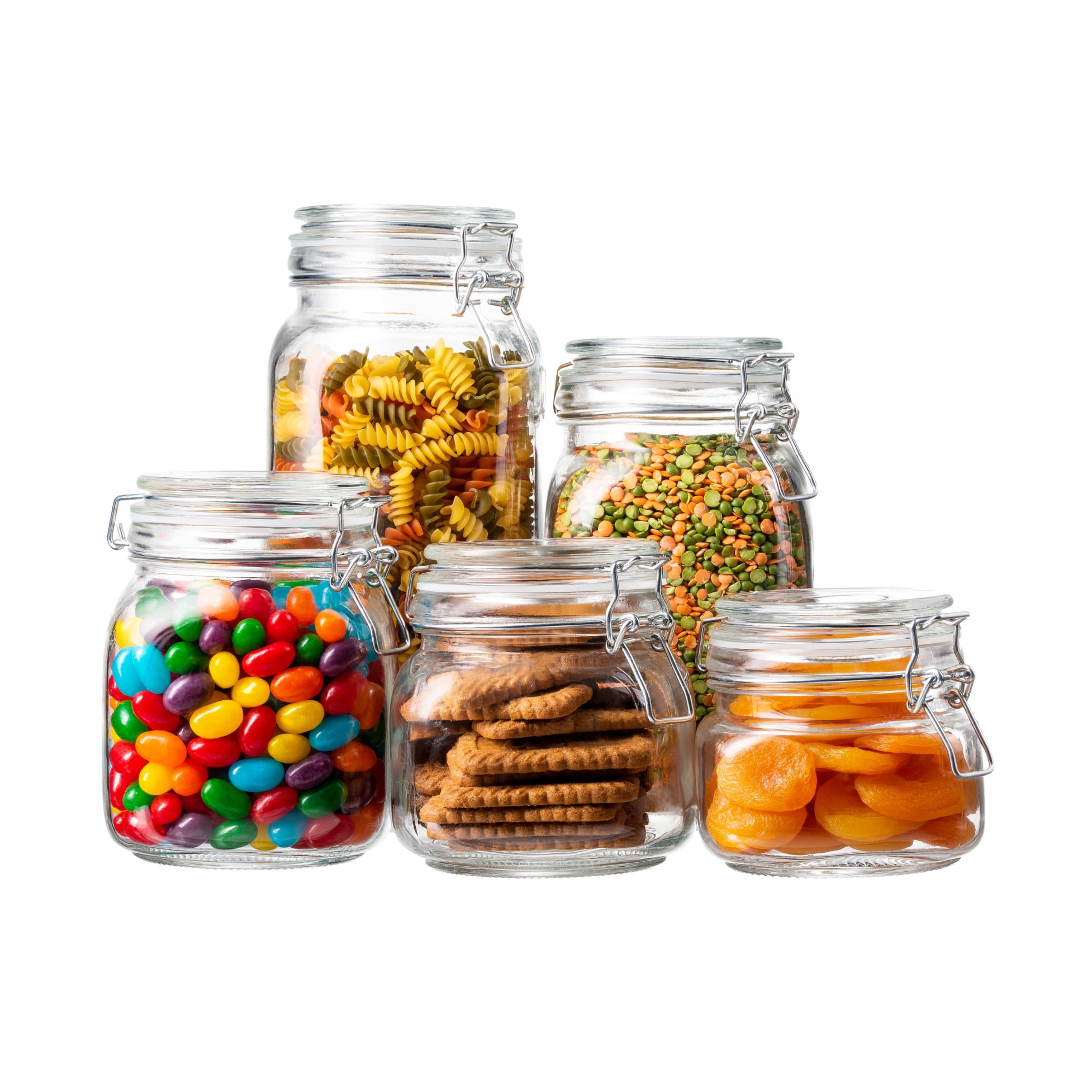 Berkware Mini Glass Jar Set and Air Tight Sealable Containers for Kitchen and Pantry Organization, Clear