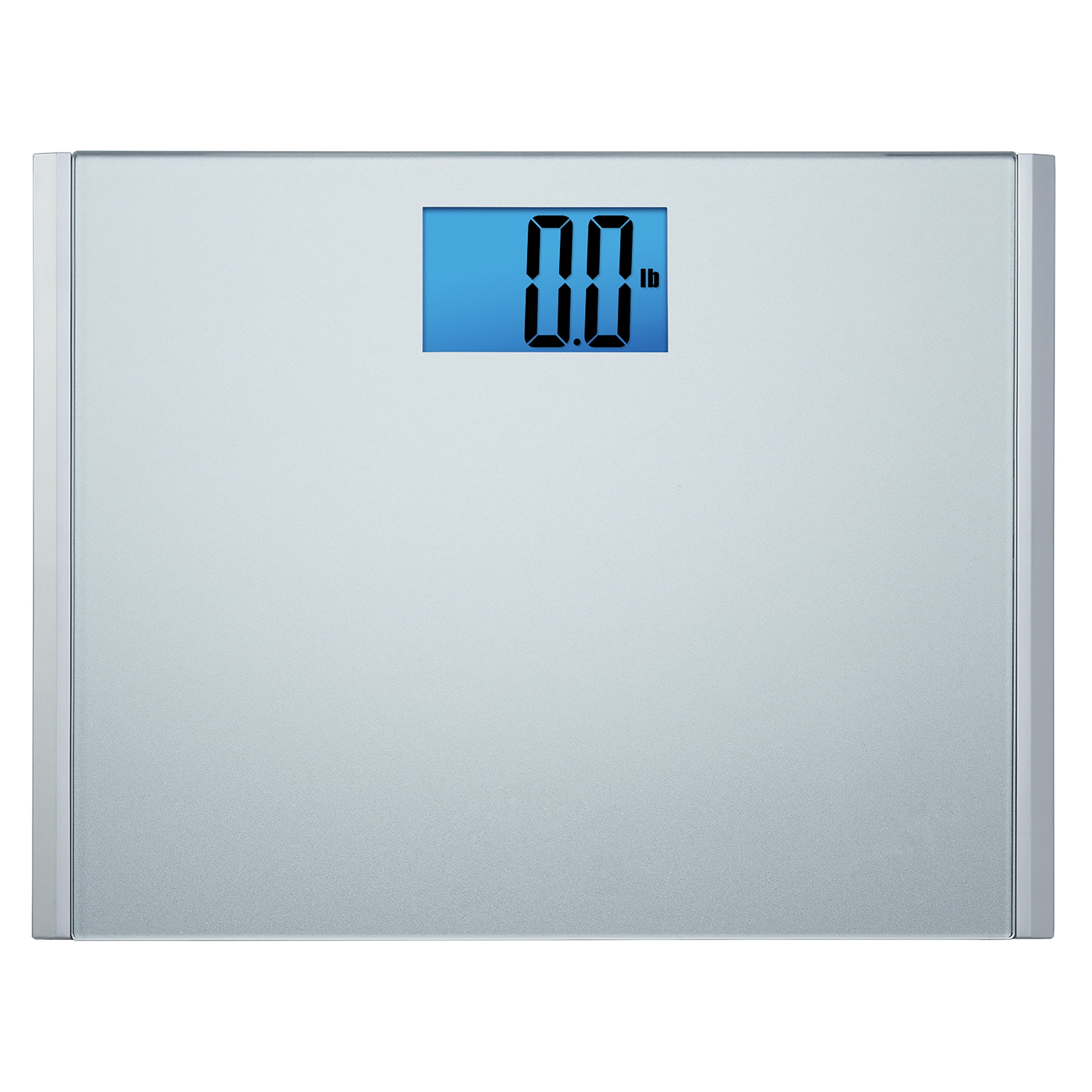 Ultra-Wide Gray Digital Bathroom Scale with Blue Backlit Display