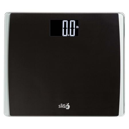 Eat Smart Precision 550 Digital Bathroom Scale - 550 lb Capacity Body Weight Scale with Step-On Technology, Extra Wide Black Stainless Steel Platform, Bright White 3.5" LCD Display & Auto-Off Feature
