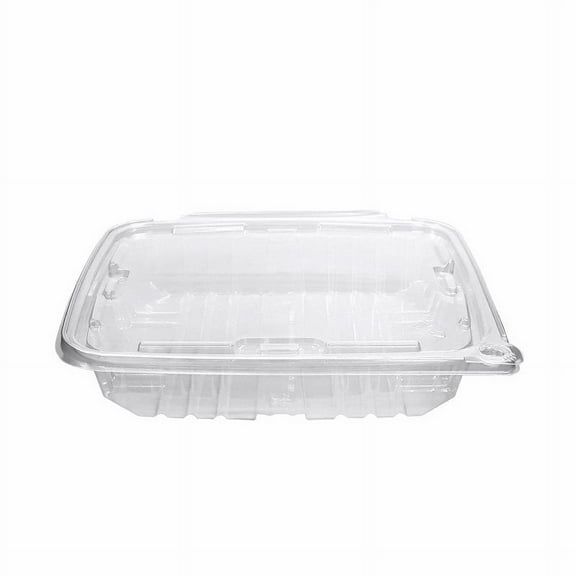 Eatery Essentials 35 oz Hinged Lid Tamper Evident Container, RPET, Clear | 134/Case