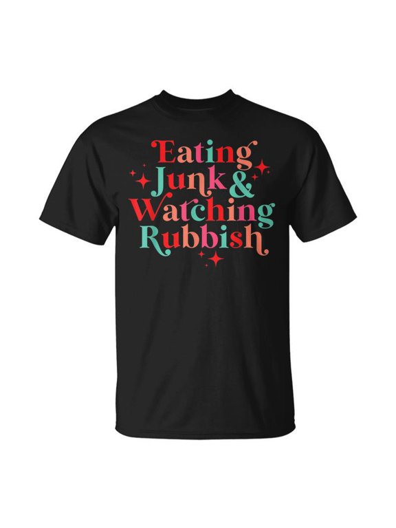 Eating Junk Watching Rubbish Funny Christmas Men Women Tshirt Graphic Print Unisex