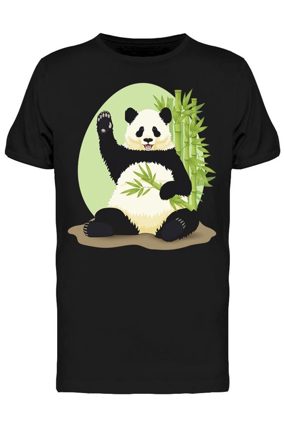 Eating Panda Waving Lying T-Shirt Men -Image by Shutterstock, Male 5X-Large