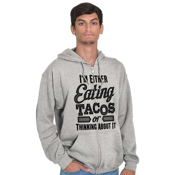 Eating Tacos or Thinking About Them Unisex Fleece Graphic Zip Up Hoodie Brisco Brands 4X