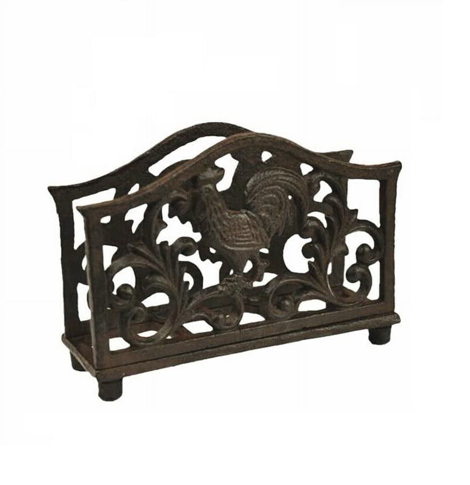 Vintage Cast Iron Napkin Holder - Rustic Farmhouse Table Decor With Spoon & Fork Design