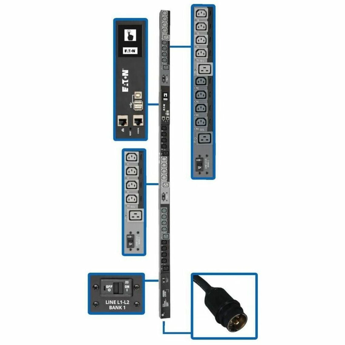 Tripp Lite 3-Phase PDU Switched 10kW 200/208/240V 24 C13;6 C19 L21-30P TAA